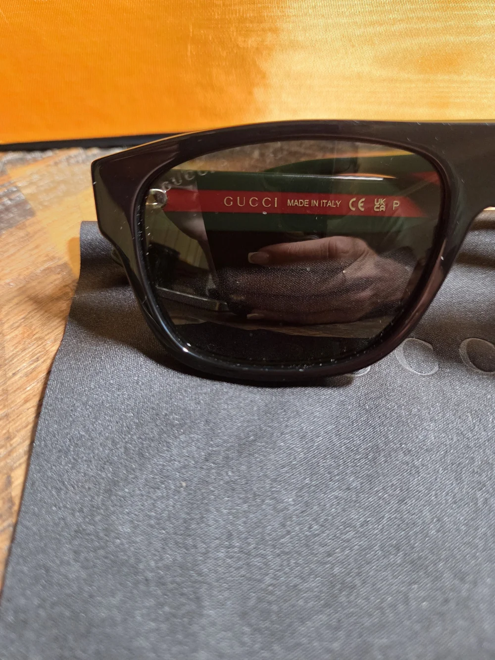Gucci Black Rectangle Polarized Sunglasses GG0341S NWT